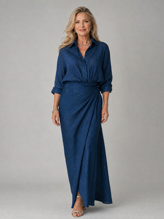 Mirque™ Abito Maxy a Maniche Lunghe con Incrocio