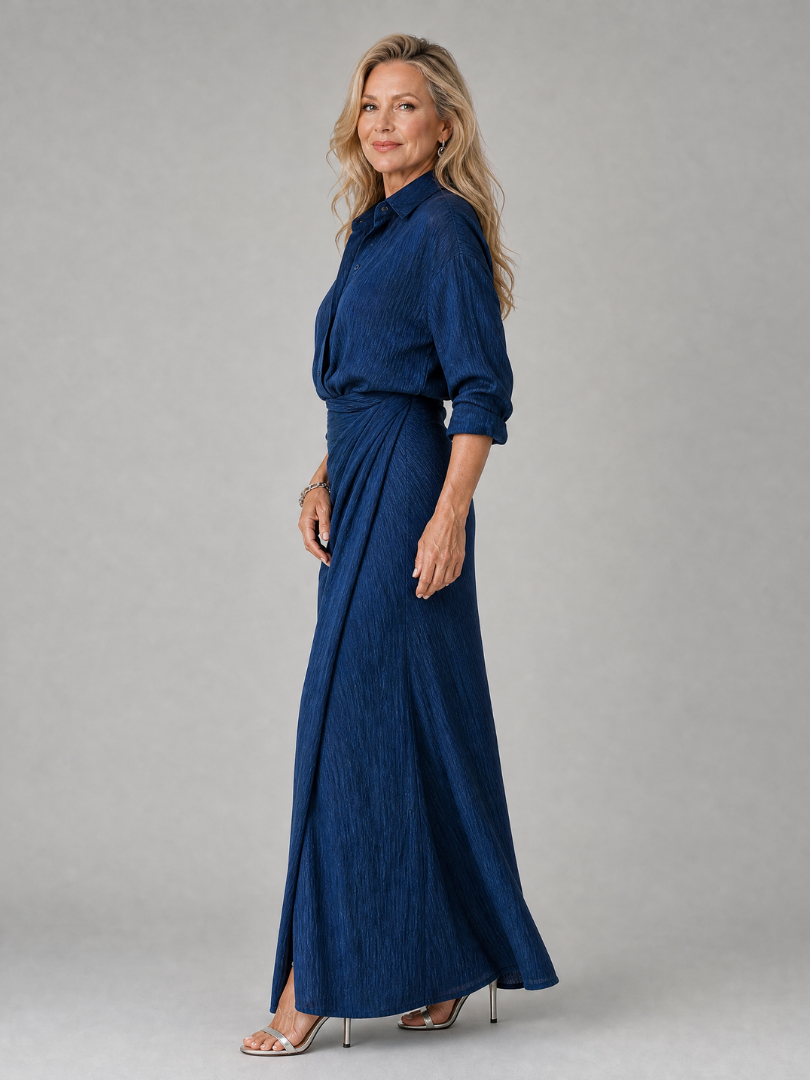 Mirque™ Abito Maxy a Maniche Lunghe con Incrocio