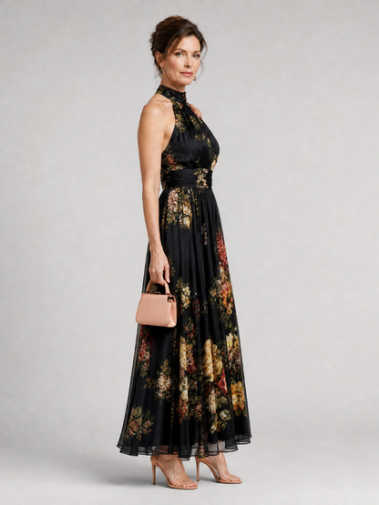 Sior™ Vestito Midi con Collo All'Americana a Fiori