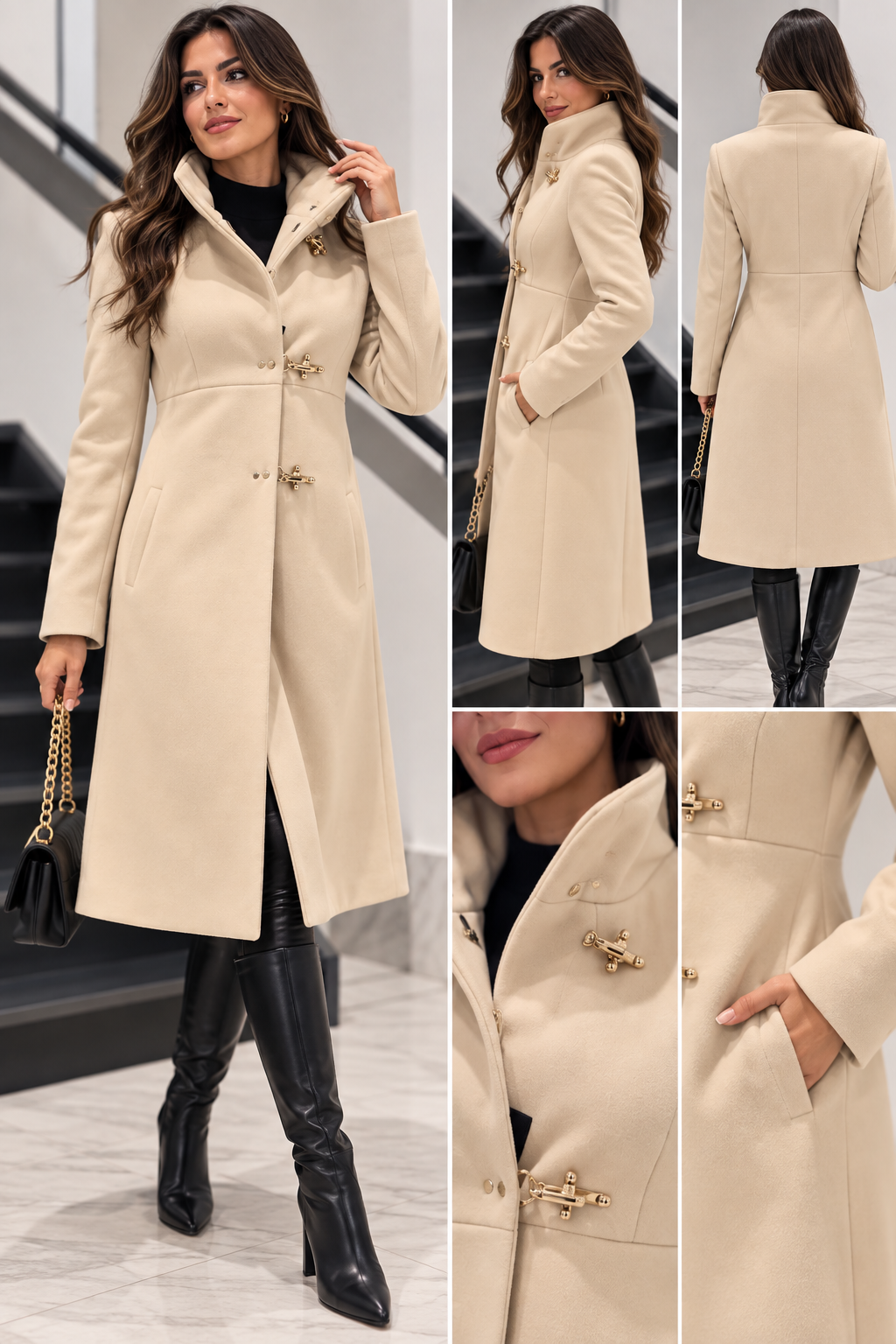 Cappotto Elegance con Chiusure Dorate